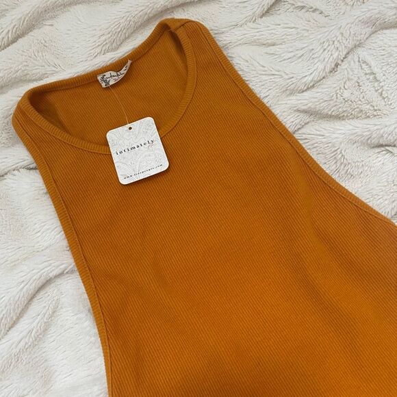 NWT Intimately Free People ribbed bodysuit mustard yellow XS BRAND NEW - Picture 3 of 7